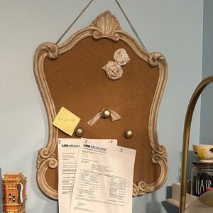 Elegant Ornate Cork Board with Gold Accents